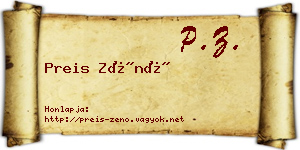 Preis Zénó névjegykártya